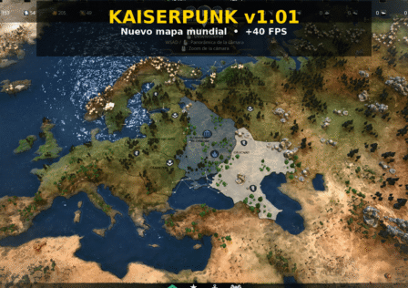 Mapa mundial de Kaiserpunk v1.01 con texto Sorteo 2 keys